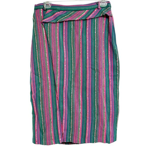 EVA FRANCO x ANTHROPOLOGIE Stripe Pencil Skirt in multicolor/metallic-Size 4 - Picture 1 of 4